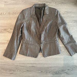 Ann Taylor Petite Notched One Button Gray Blazer - Size 6P